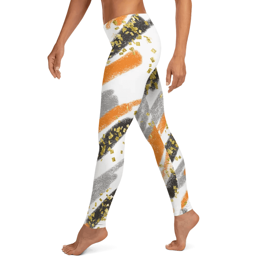 Black Orange abstract vintage print leggings product image (4)