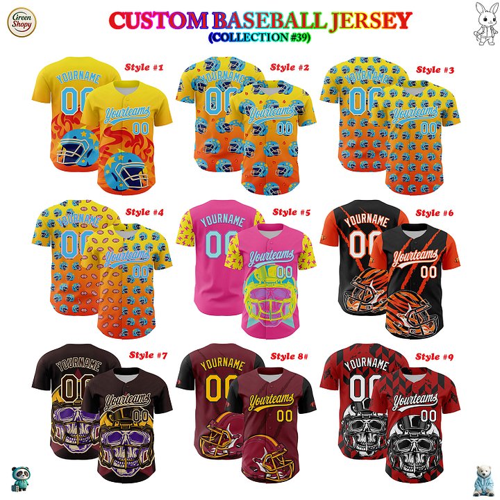 Authentic Baseball Jersey, Custom Baseball Jersey, Personalized Sport Jersey, Colorful, Number, Football Helmet product image (204)