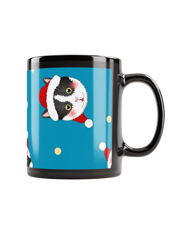 Santa Cat Faces Black Glossy Mug product image (1)