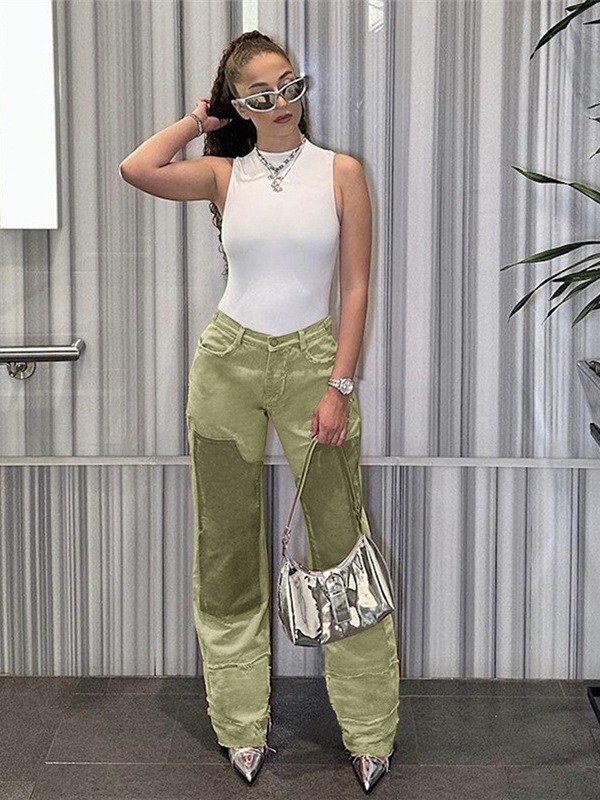 Fashion Street Patch Stitching Brushed Trousers For Women product image (5)