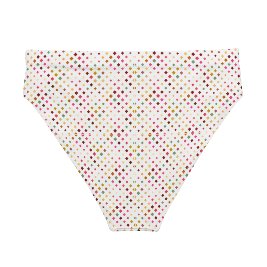 Colorful Square Pattern Design High Waist Bikini Bottom - V4 product image (2)