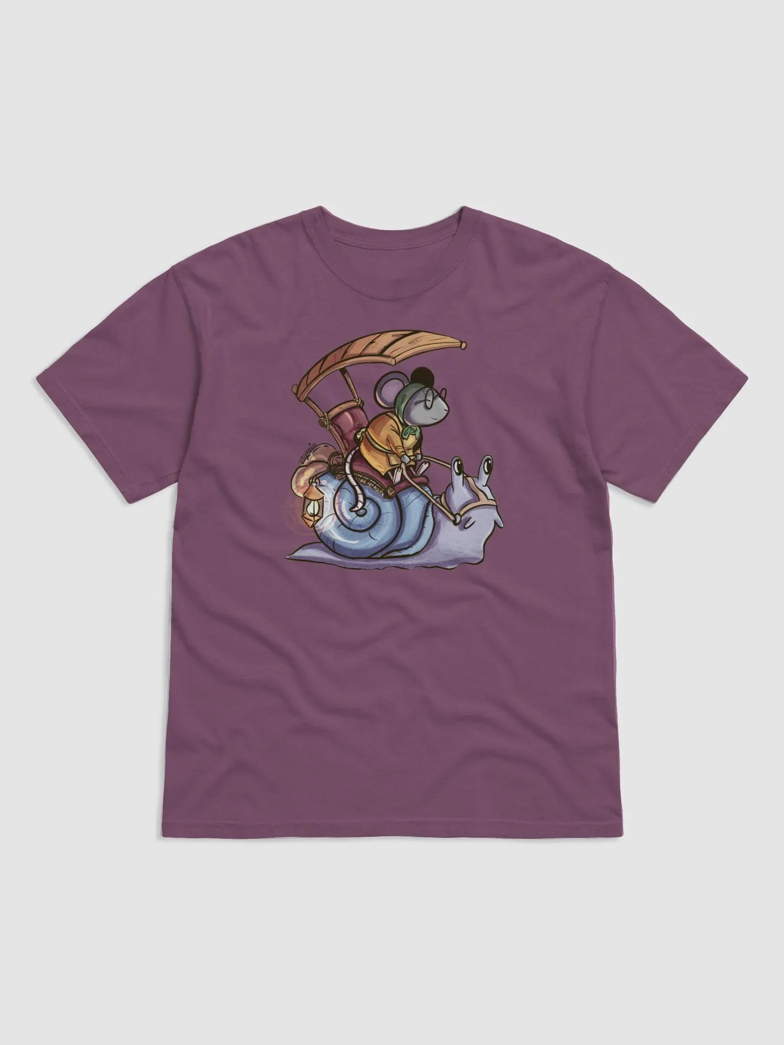 Grandma Mouse Riding Snail - Whimsical Fantasy T-Shirt product image (1)