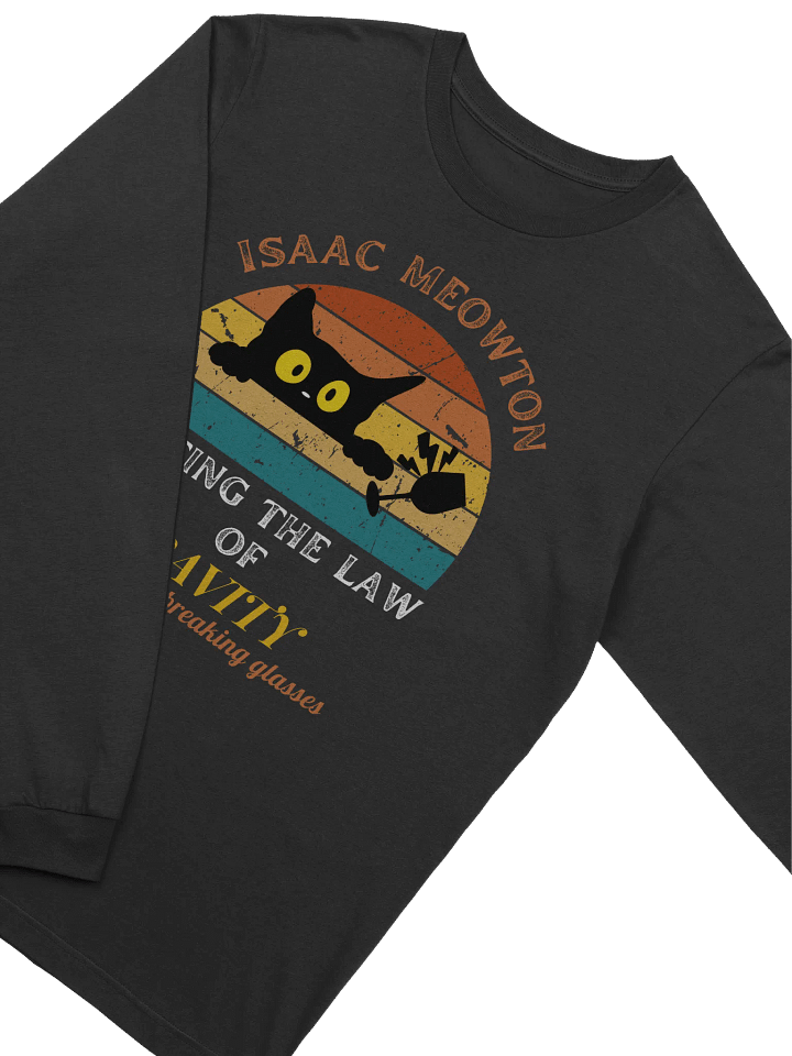Isaac Meowton Cat Lover Long Sleeve T-Shirt product image (2)