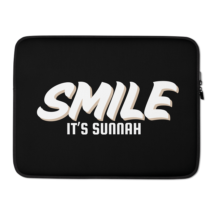 Black "Smile It's Sunnah" Laptop Sleeve in White product image (2)