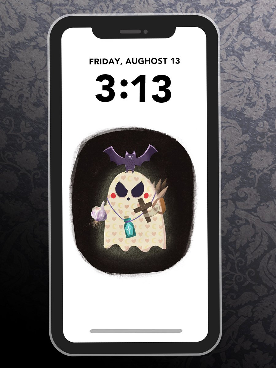 Little Ghost Booffy the Vampire Slayer - Digital Wallpaper for Mobile Phone product image (1)