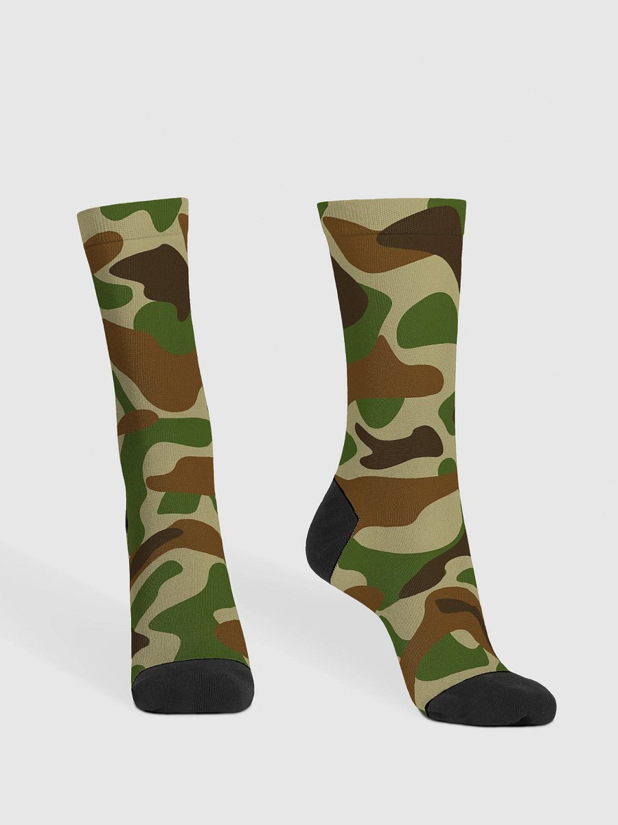 Woodland Green Army Camouflage Military Camo Pattern Premium Crew Socks product image (2)