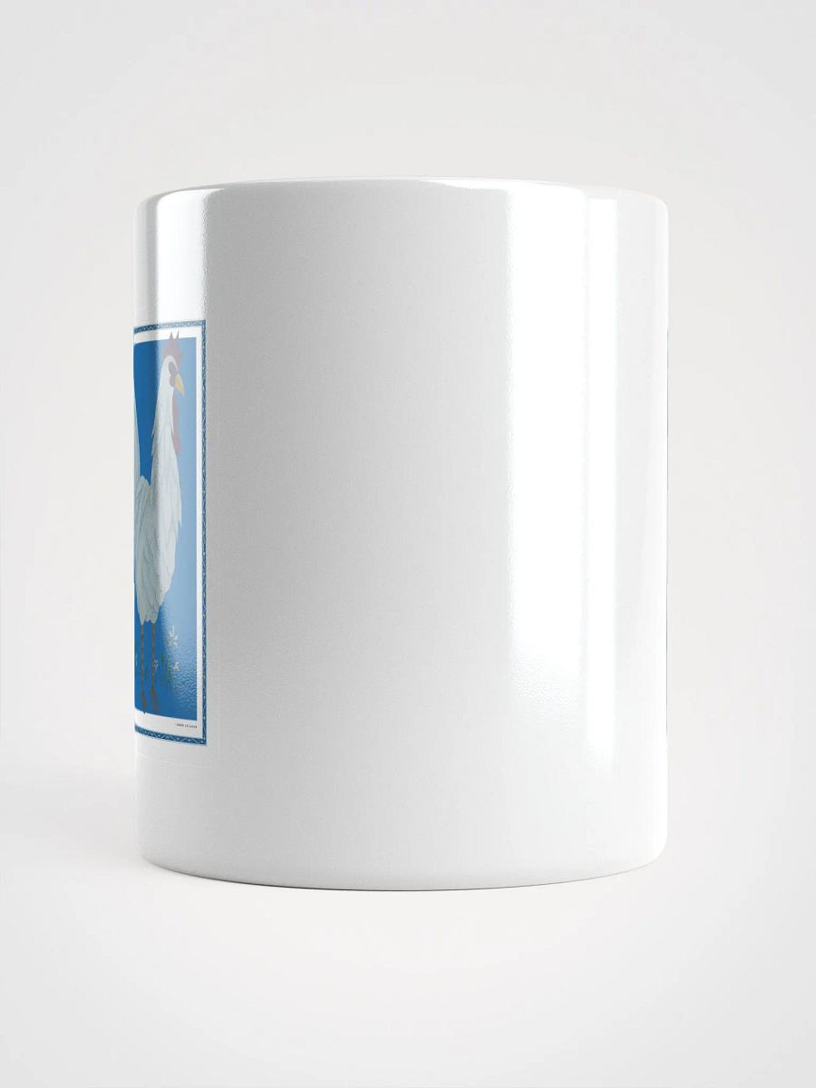 White Glossy Mug with Chicken and blue background product image (5)