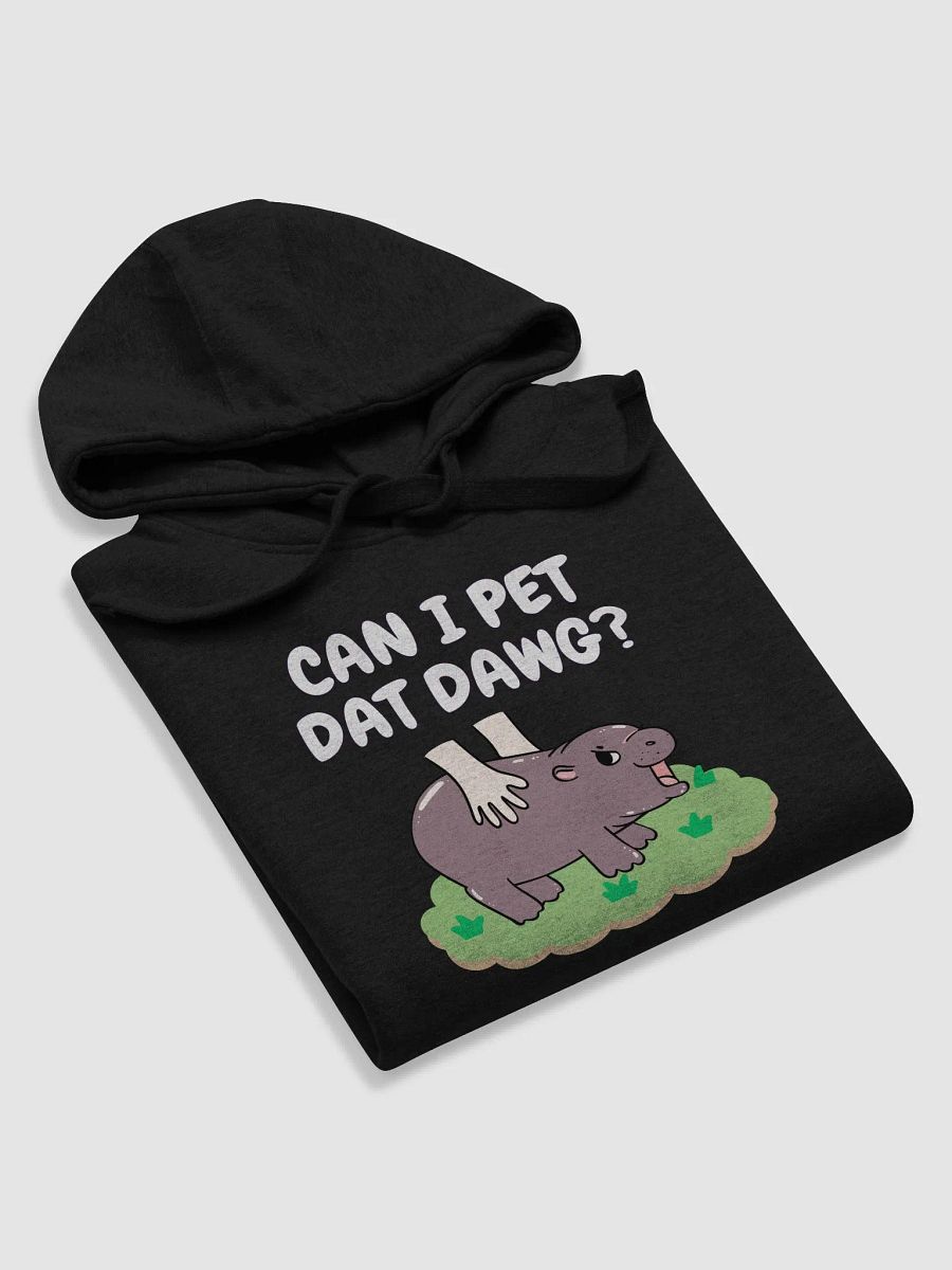 MOODENG'S CAN I PET DAT DAWG? DARK PREMIUM HOODIE! product image (5)