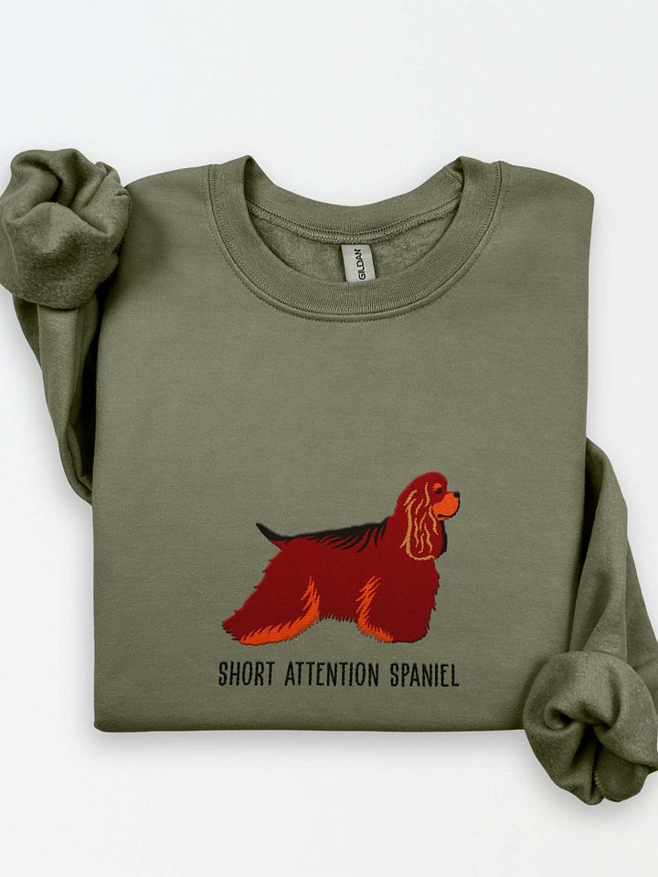 Short Attention Spaniel Sweatshirt (Embroidered) of an American Cocker Spaniel(Liver & Tan) product image (1)