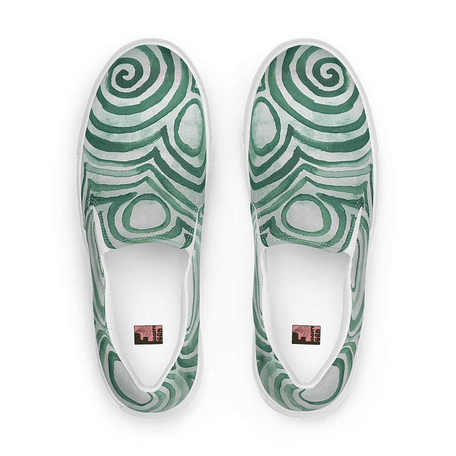 "Green Swirl" Canvas Slip On Shoes (Men's) product image (1)