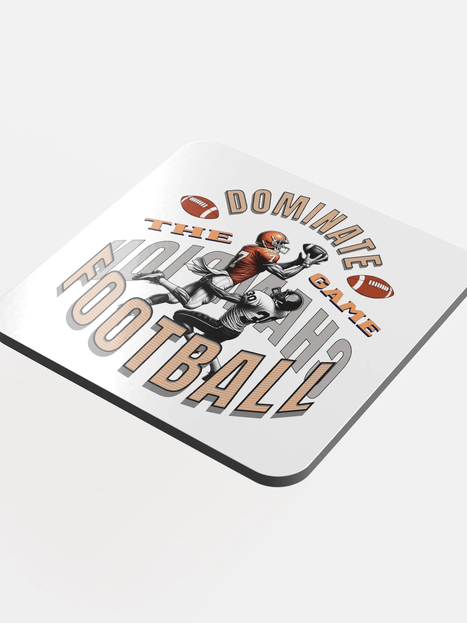 Dominate The Game Football Champion Glory Glossed Cork Coaster product image (1)