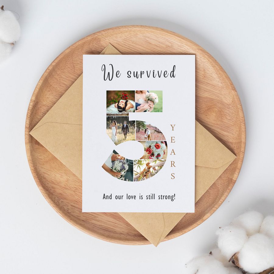 5 Year Anniversary Photo Card Editable Canva Template product image (4)
