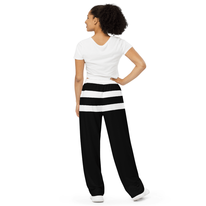 Black and White Stripes/All-Over Print Unisex Wide-Leg Pants by Sublicolor product image (2)