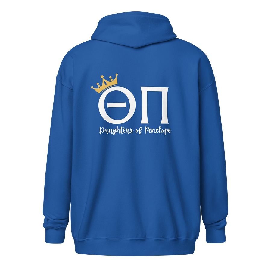Theta Pi Zip Hoodie White text product image (18)