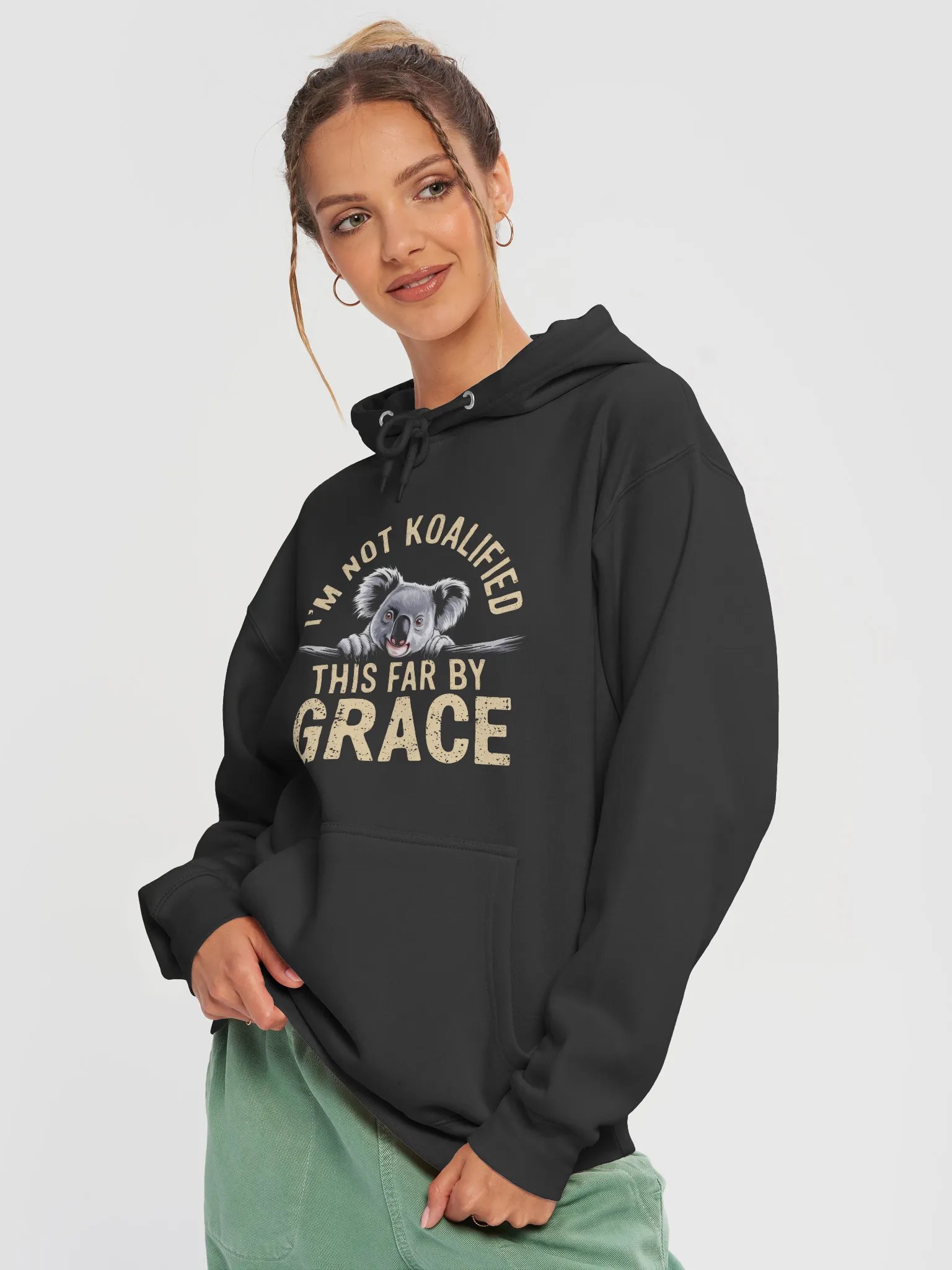 This far by Grace. I'm Not koalified Premium Hoodie product image (1)