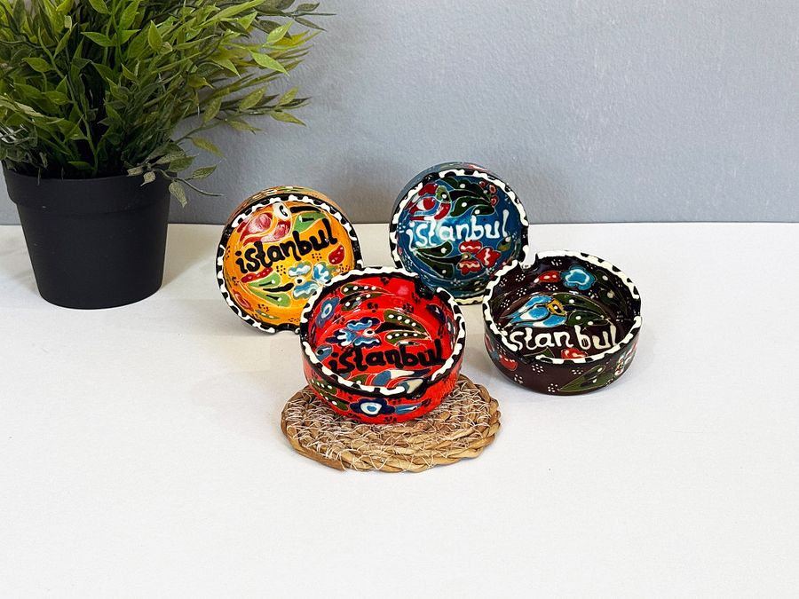 Ceramic ashtray (small, yellow) — handmade pottery, handmade ceramic, home decor, handmade gift, Turkish ceramic product image (4)