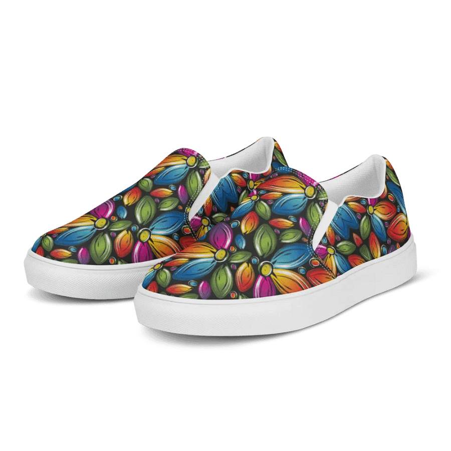 Psychedelic Flowers Slip On Women's Canvas Footwear product image (2)
