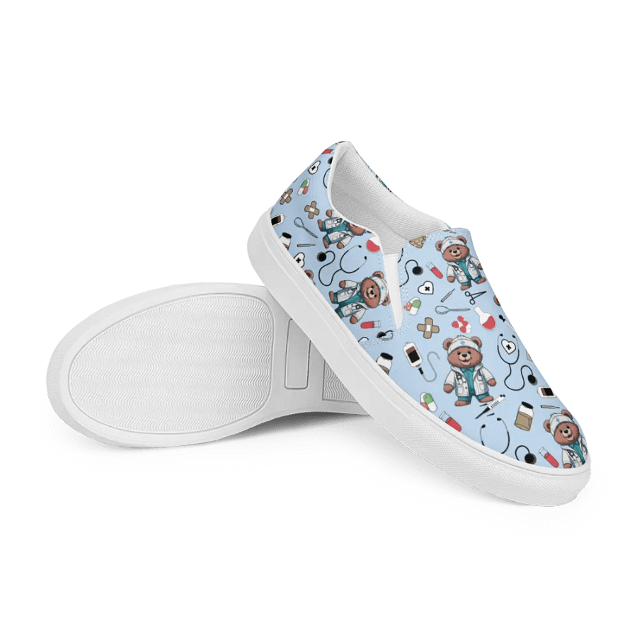Cute Medical Bears Slip-On Canvas Shoes (Blue) product image (7)
