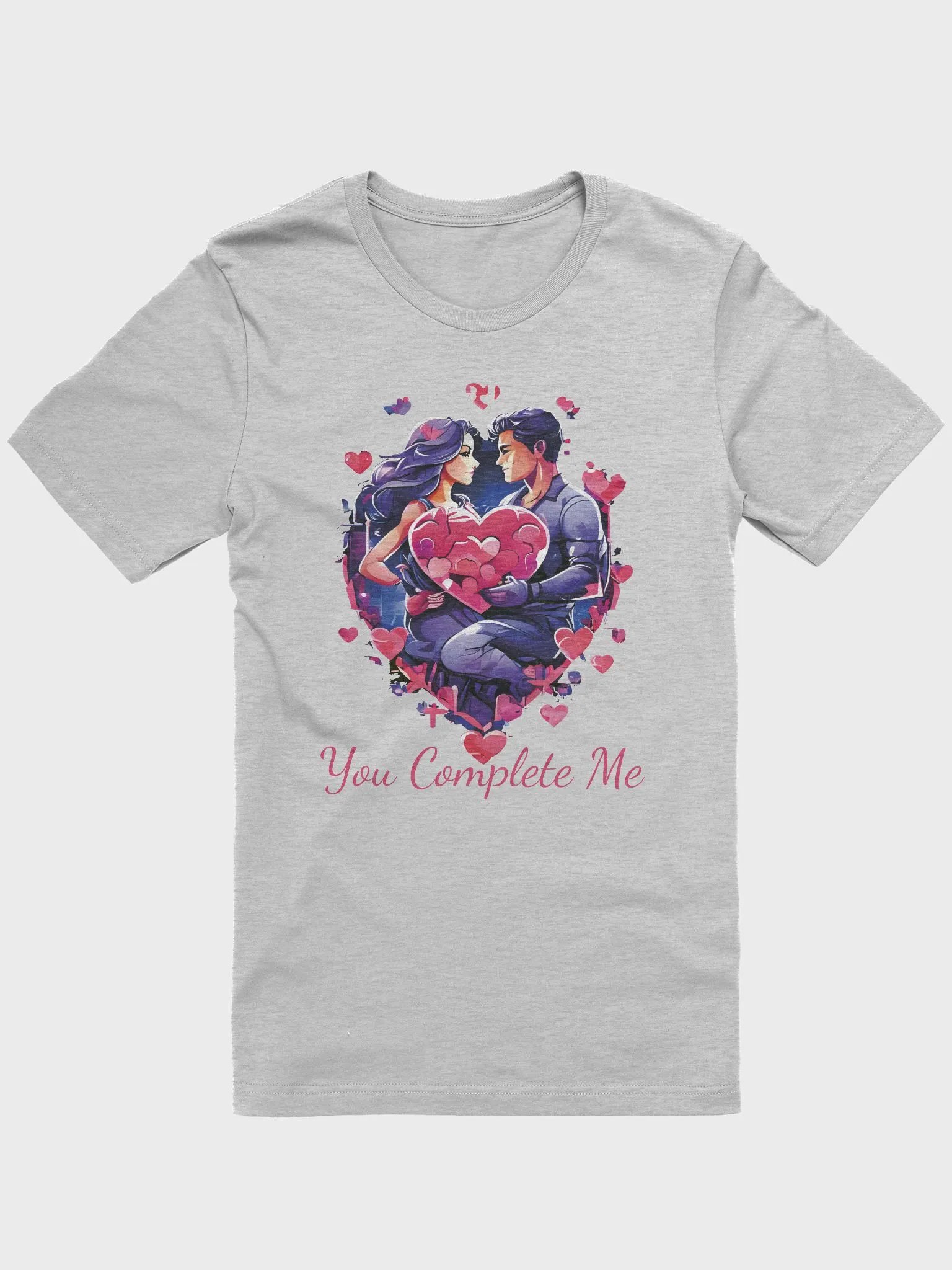 You Complete Me Funny Colorful T-Shirt for Couples - Perfect Husband-Wife, Boyfriend-Girlfriend Shirt product image (3)
