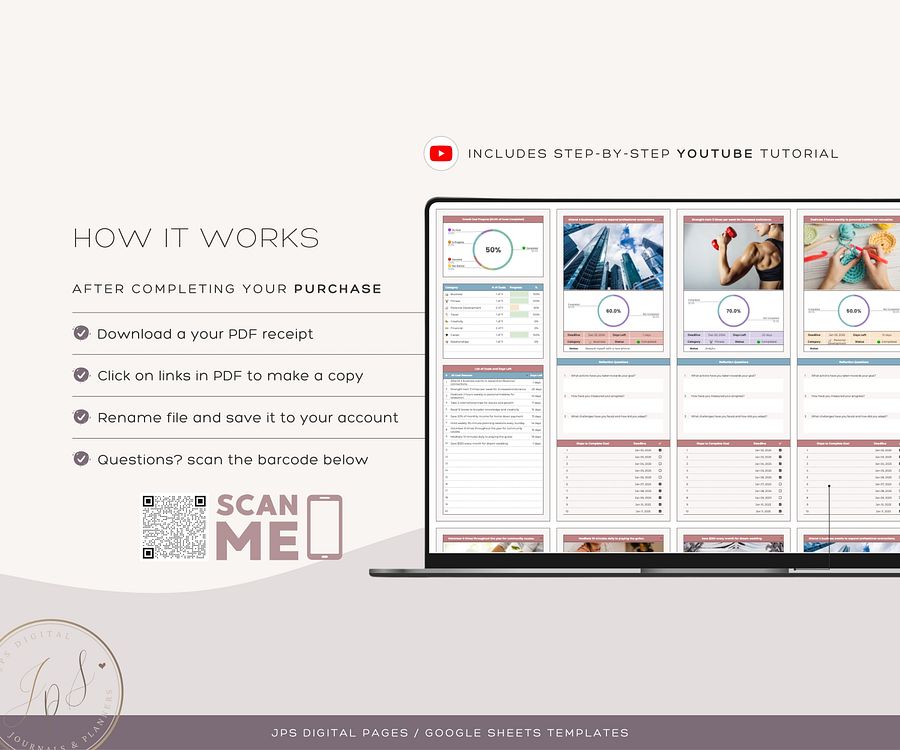 Goal Planner and Tracker, Google Sheets Template product image (10)