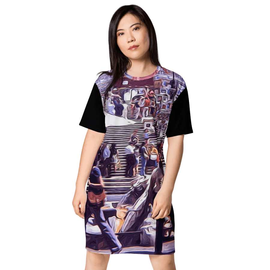 Art Market Spanish Steps Rome 1970s Tshirt Dress product image (3)