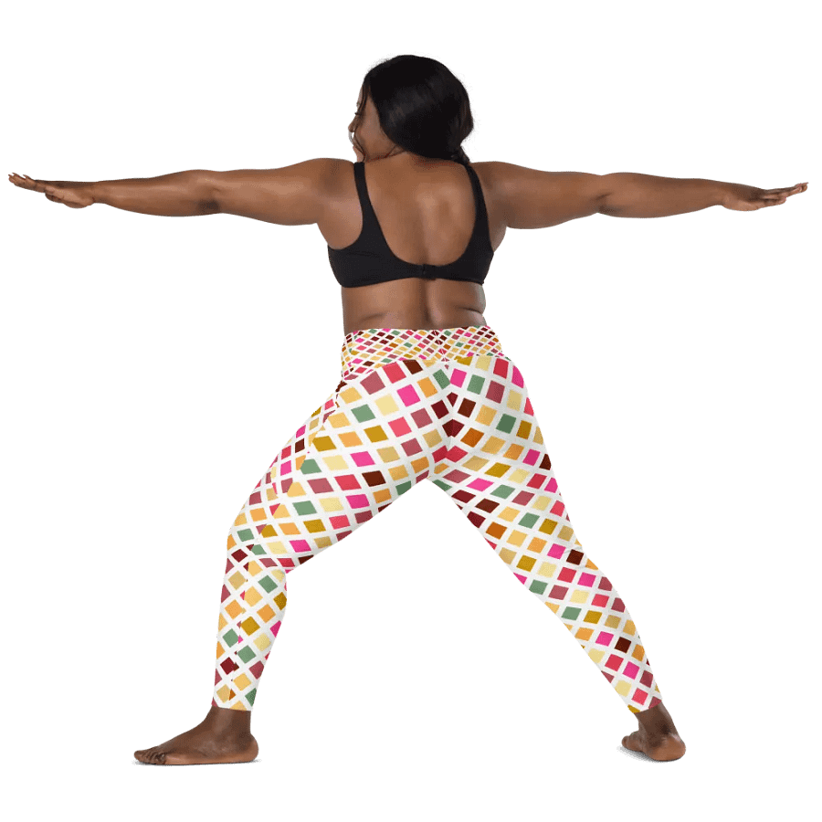Colorful Square Pattern Design Leggings with Pocket - v9 product image (4)