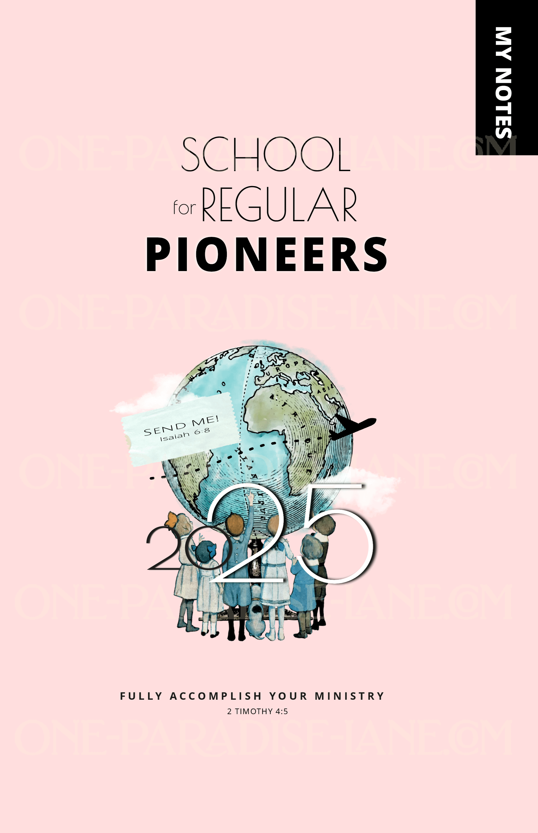 2025 Regular Pioneer School Digital Notebook | Vintage Globe Dusty Pink (PDF) product image (1)