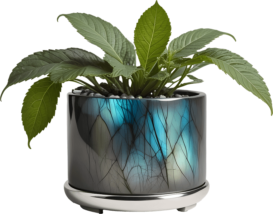 Stellar Luxe – Labradorite & White Marble Planter PNG product image (1)
