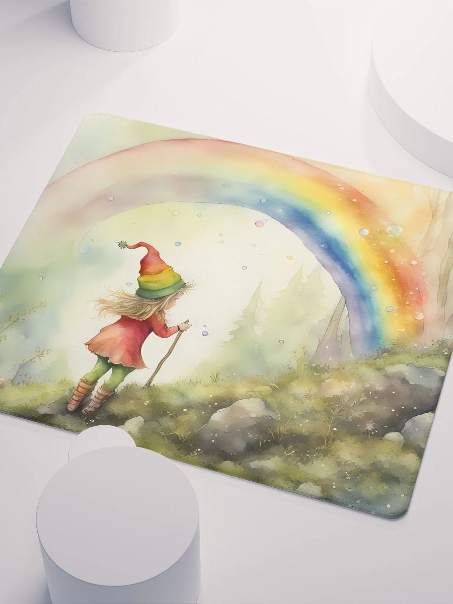 Little Elf Talking to the Rainbow, Gaming Mouse Pad, 2 Sizes product image (3)
