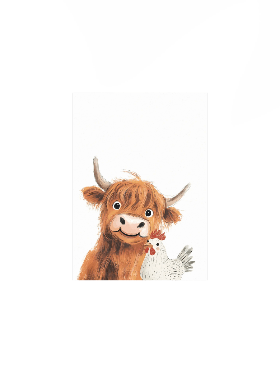 Highland Cow and Chicken, Farm Nursery Print product image (2)