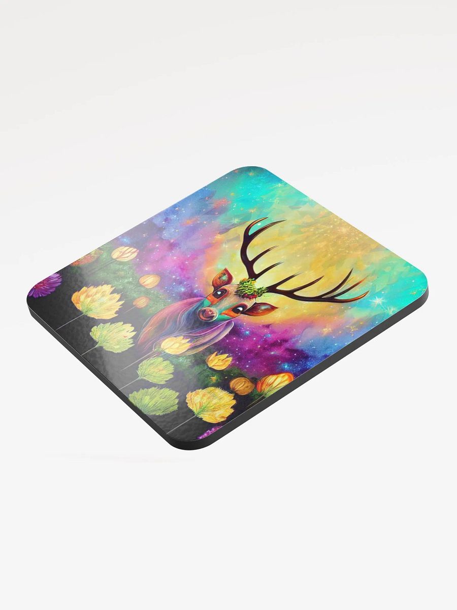 Cosmic Antler Deer Glossed Cork Coaster product image (3)