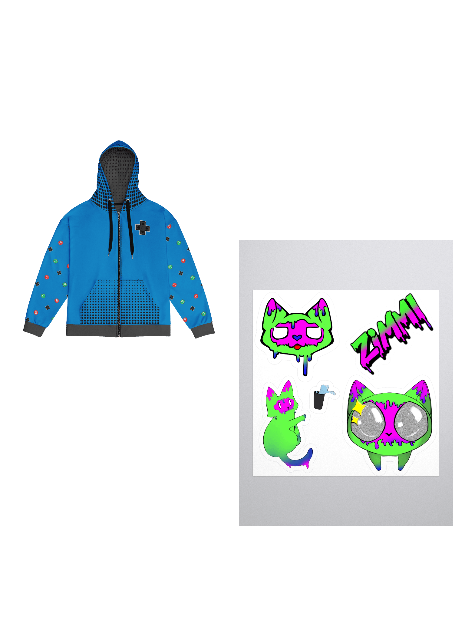 Retro GamePad Hoodie (Blue Edition) + Zimmi Sticker Pack product image (1)