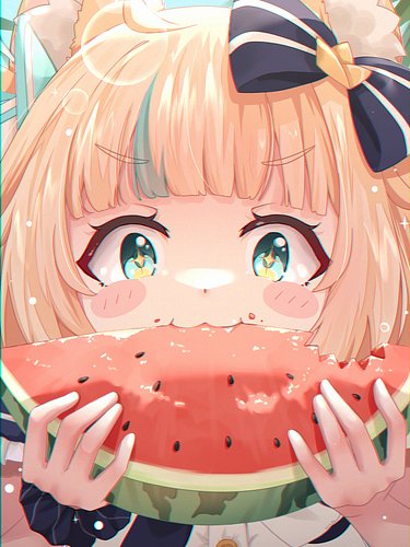 Yummy!! 🍉🍉🍉 #watermelon #samekosaba #sabart #anime #vtuber #a #yoho #art