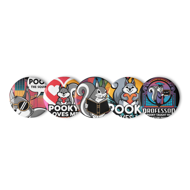 Original Pooky Artwork Buttons: Set of Five -C product image (1)