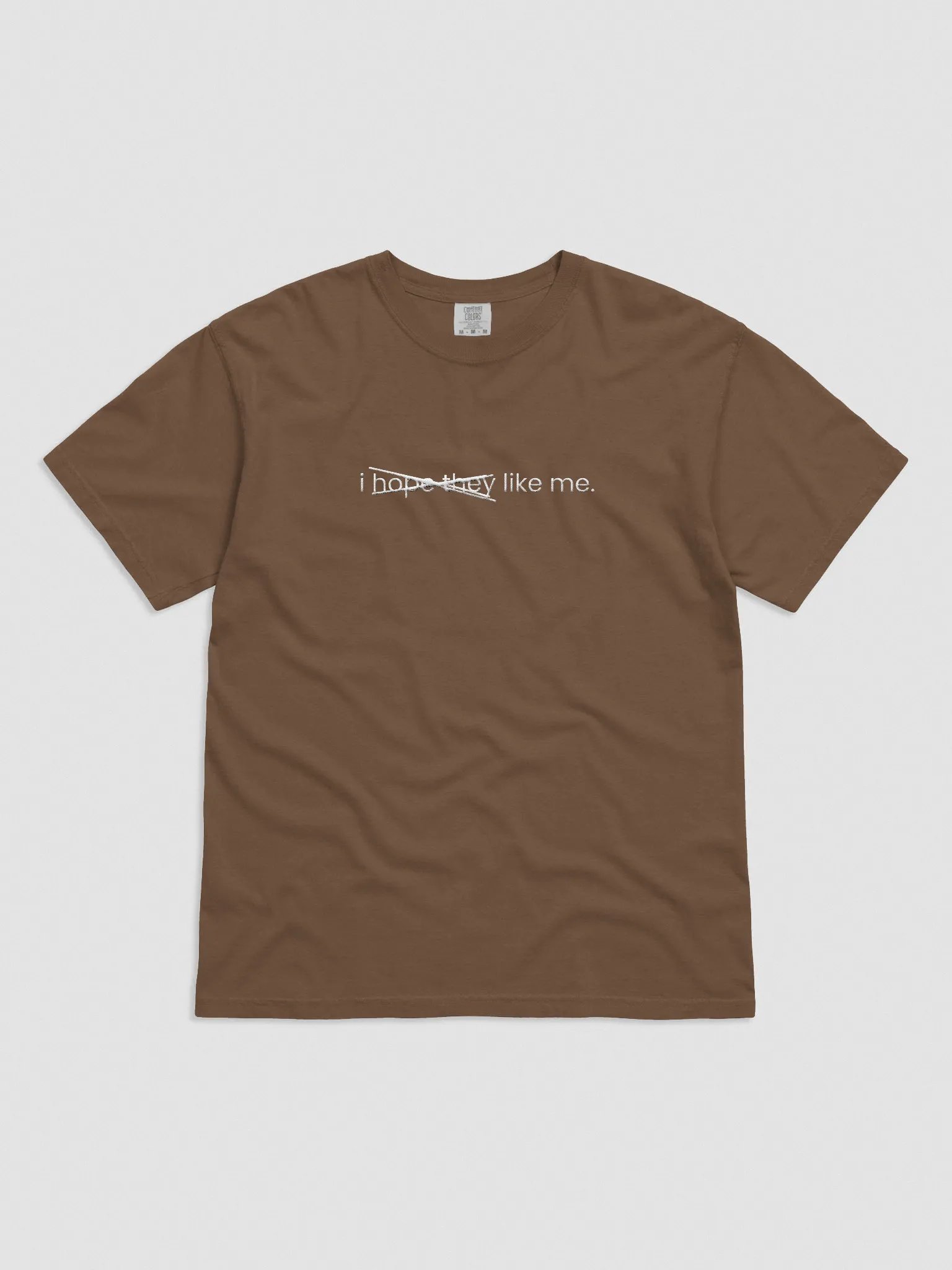 "i hope they like me" Embroidered Tee (Light Colors) product image (3)