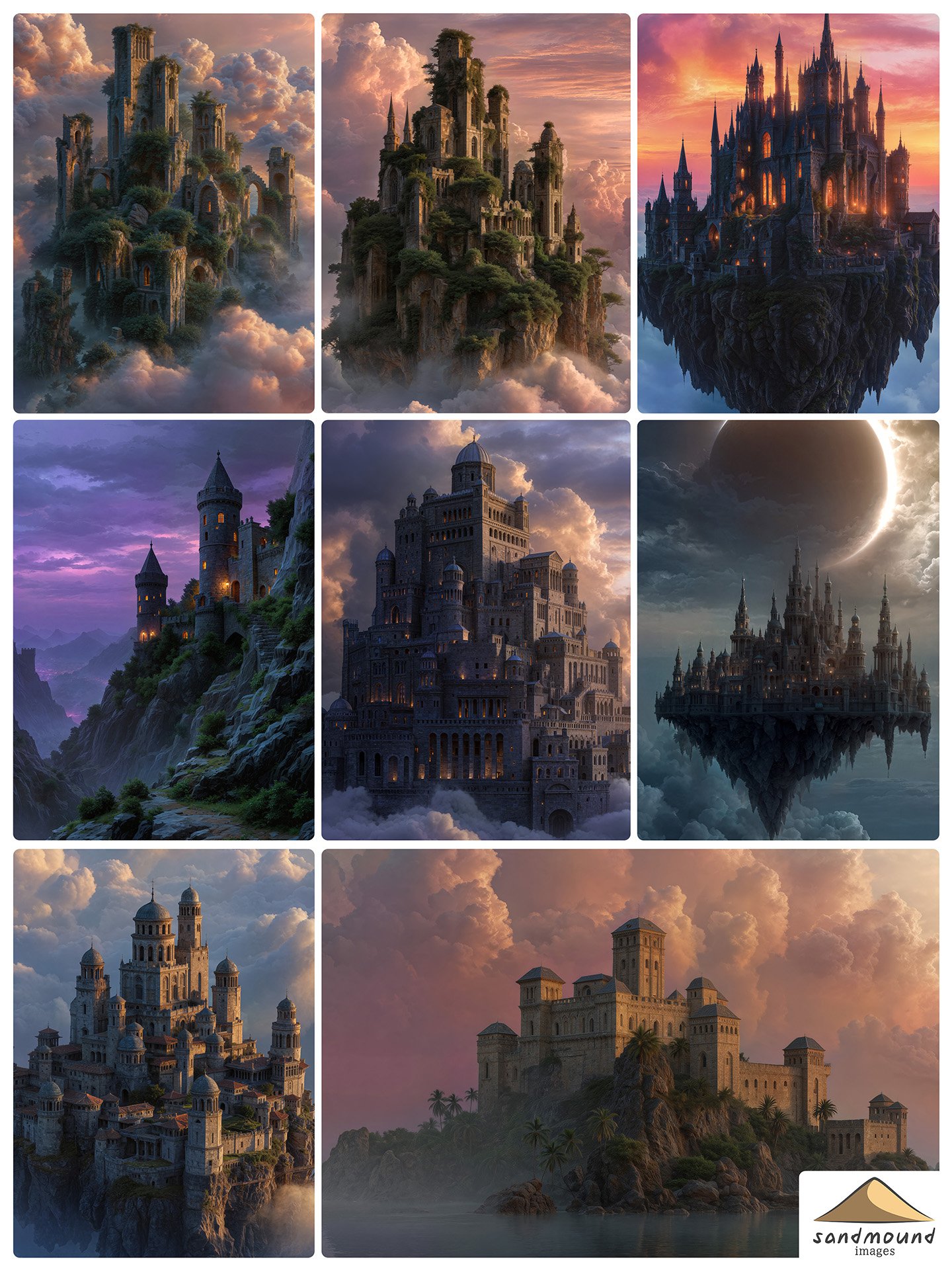 Floating Castles Vol. 1 – Fantasy Wall Art Bundle ✨ 10 High-Resolution Printable Fantasy Landscapes product image (3)