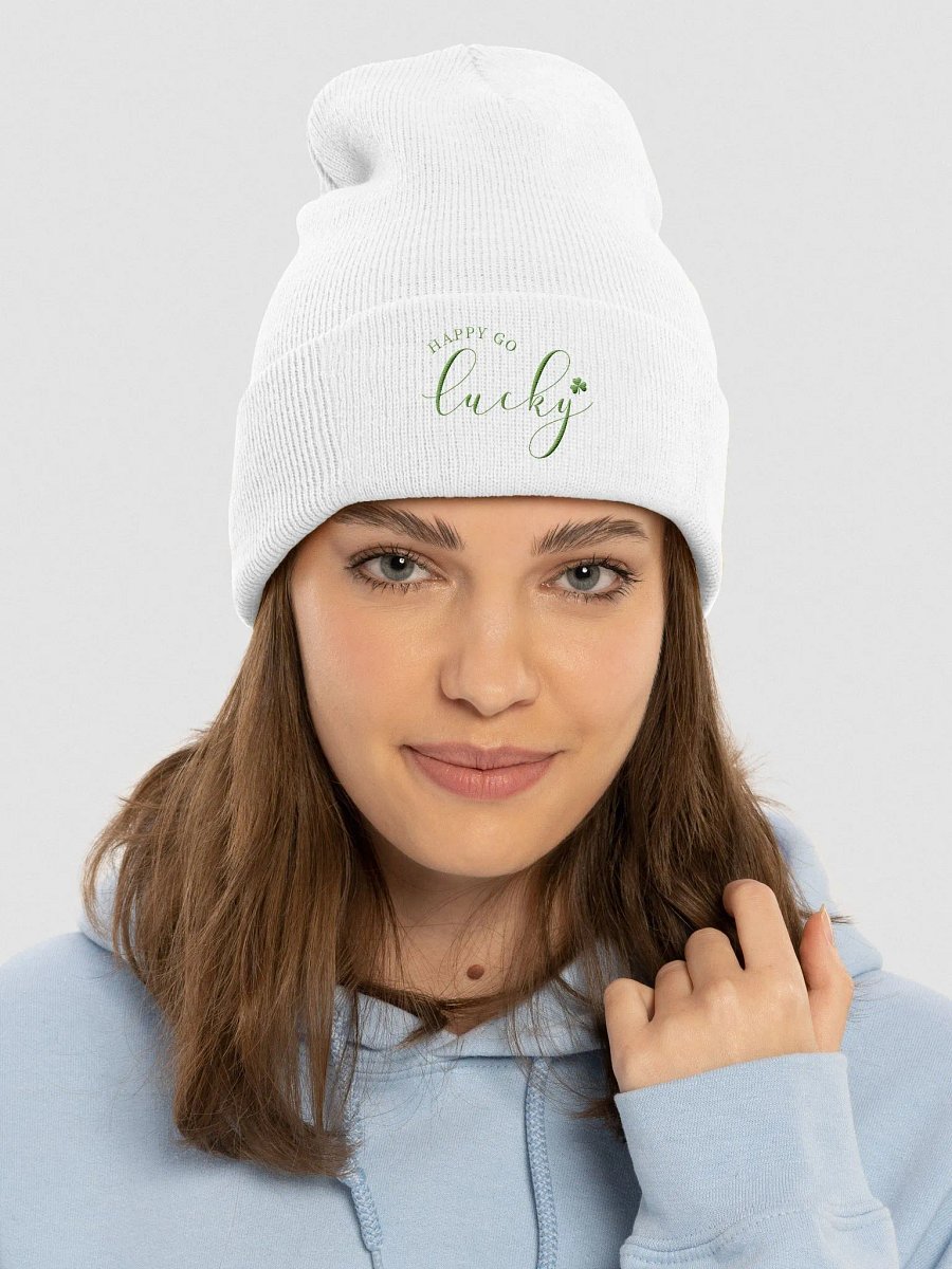 Happy Go Lucky Embroidered Cuffed Beanie product image (43)