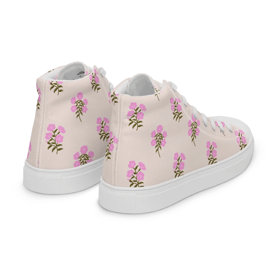 Alpine Cascade - Pink and Forest Green - Women High Top Canvas Shoes product image (7)