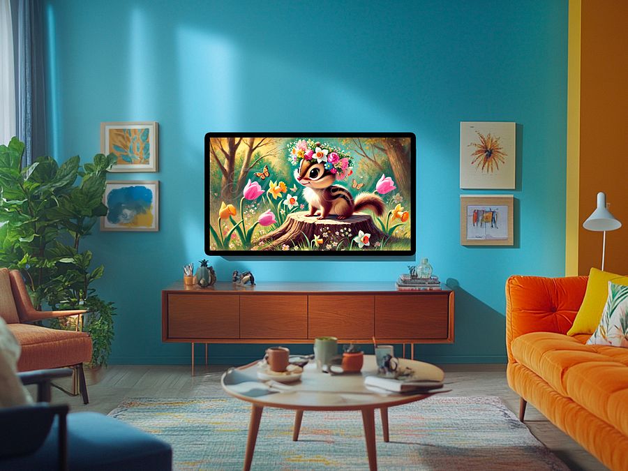Spring Samsung Frame TV Art, Chipmunk Floral Crown Painting, Wallpaper, Screensaver, Digital Download product image (6)