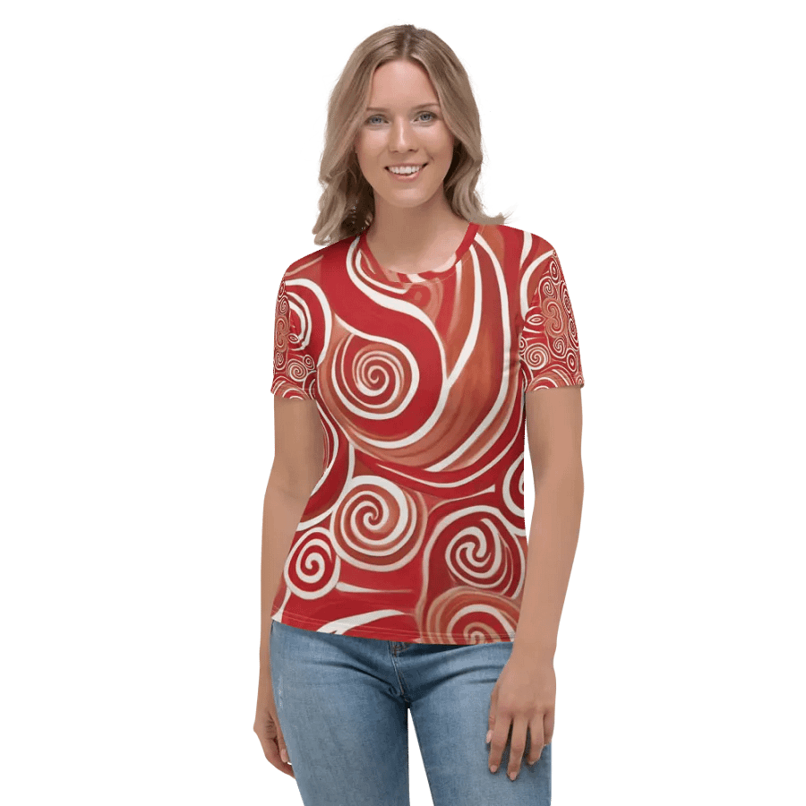 Funky Cherry Swirls Liquid Tie-Dye Women's Crewneck T-shirt product image (7)