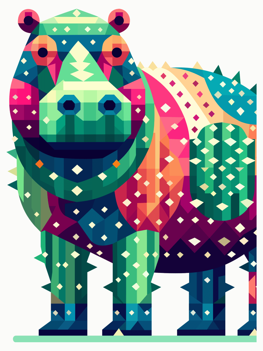 Free Geometric Hippo PNG Art - Transparent Background, Low Poly Animal Illustration product image (1)