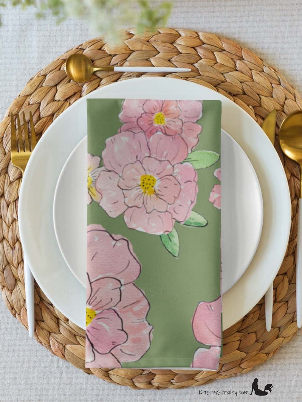 Gingham Blossoms Cloth Napkins Set of 4 product image (5)