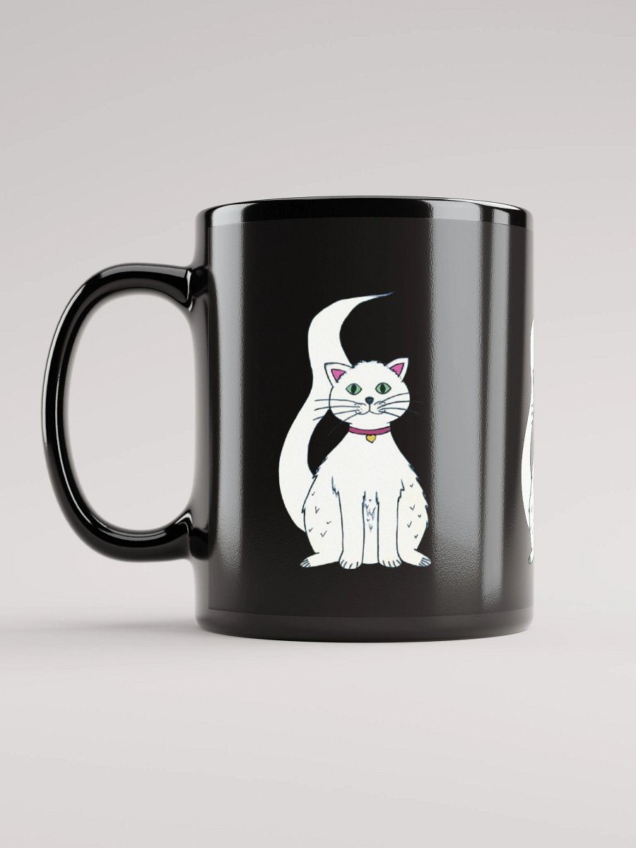 White Cat (art by Dina R.) acrylic painting picture - Black Glossy Mug product image (12)