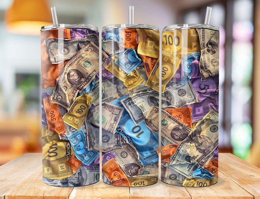 Monopoly & Real Money 20 oz Stainless Steel Tumbler – Playful Wealth Design product image (1)