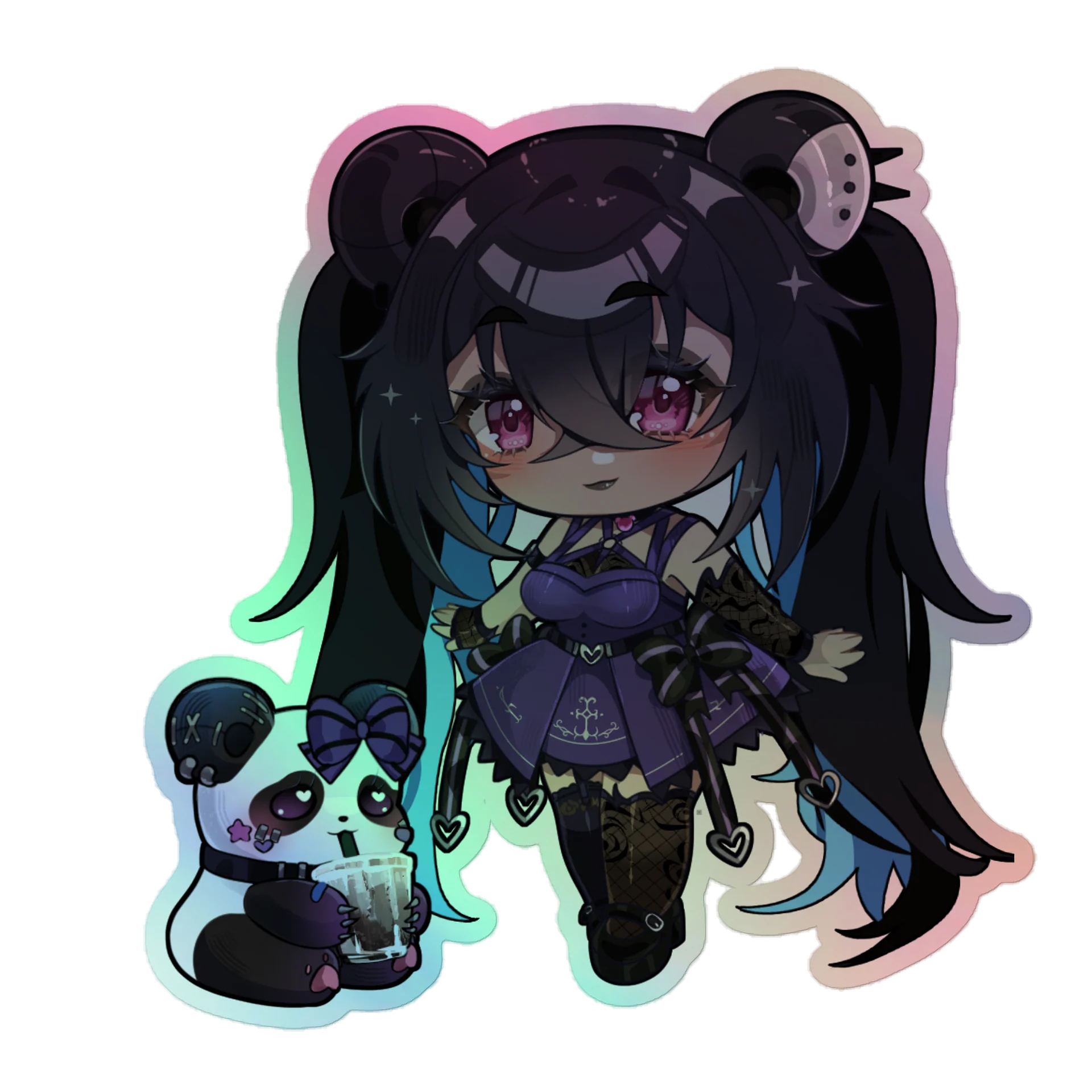 Goth Pnda Holographic Sticker product image (1)