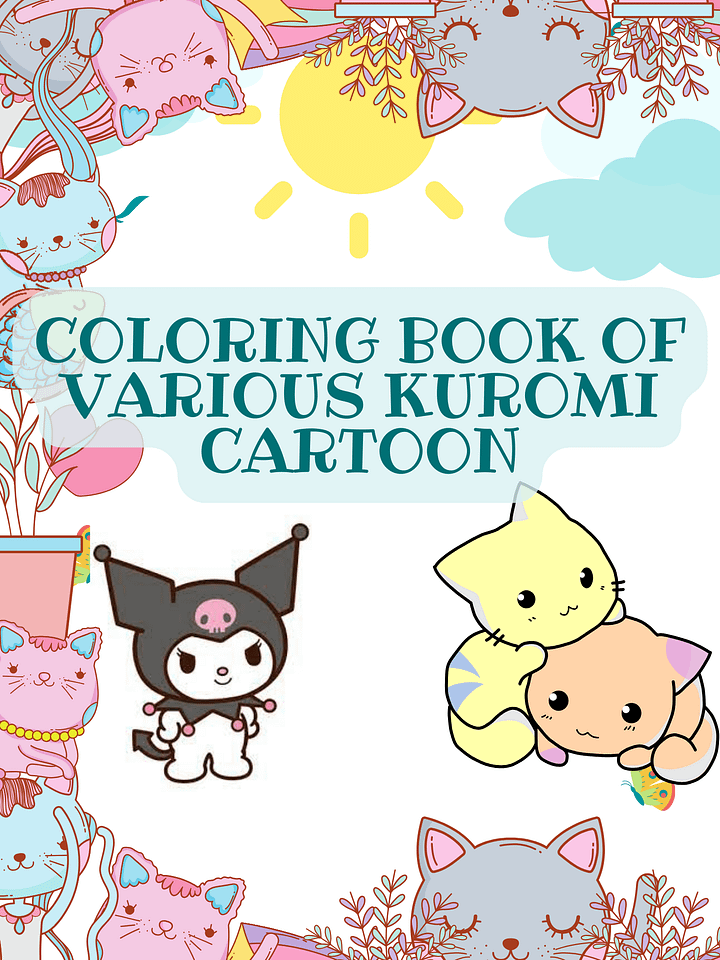 PRINTABLE COLORING BOOK OF VARIOUS KUROMI CARTOON (50 PAGE) product image (1)