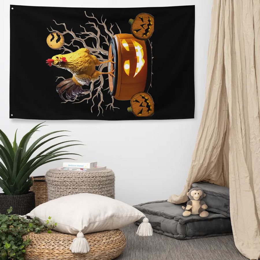Rooster Rides Again Halloween Flag product image (7)