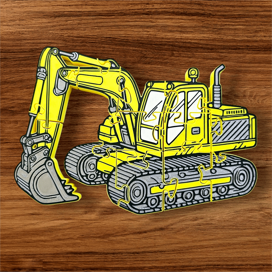 Excavator 3D Printed Jigsaw Puzzle – A Heavy-Duty Challenge for Kids! product image (1)
