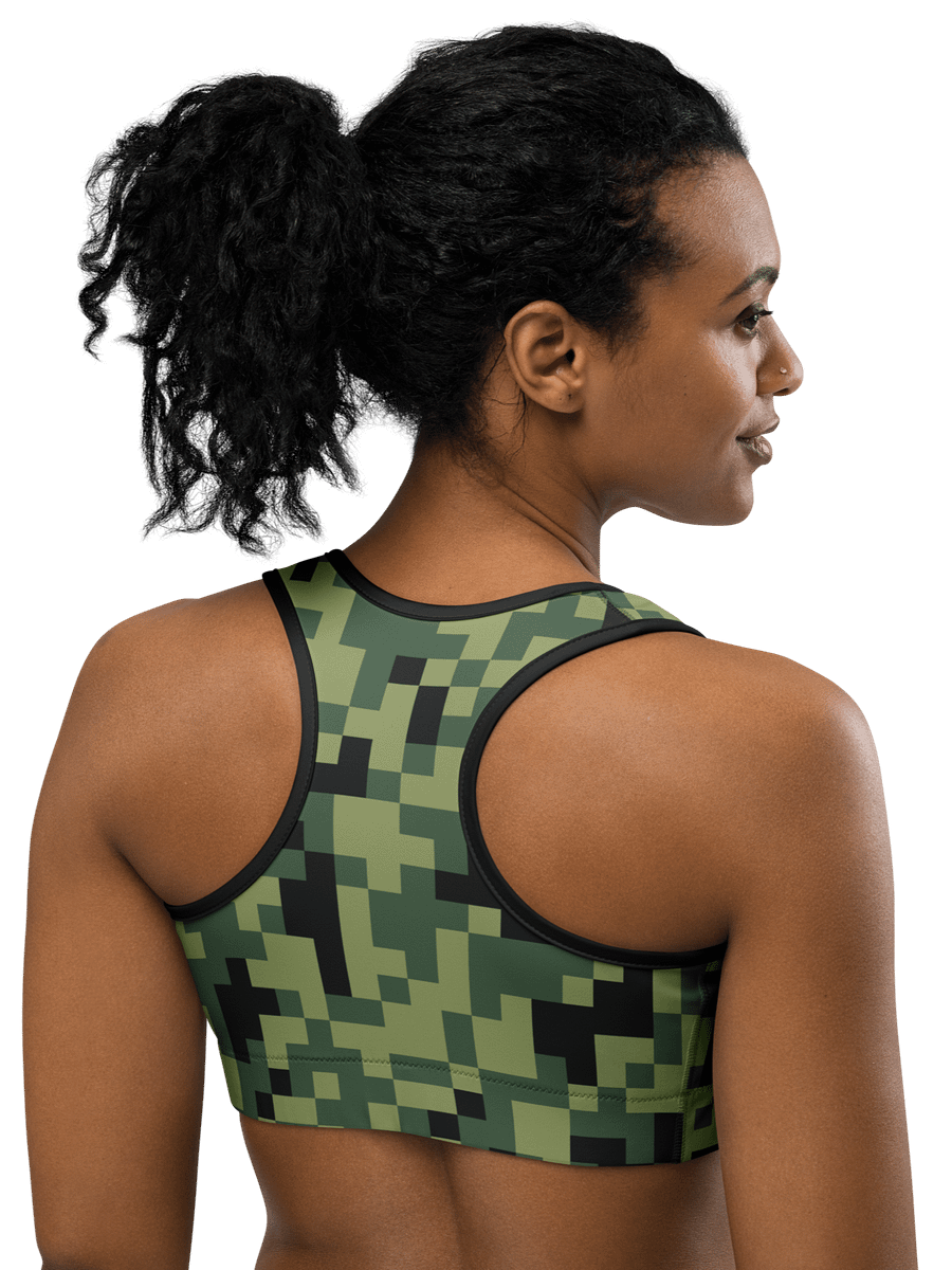 Military Green Camouflage Pixels Camo Pattern Sports Bra product image (3)