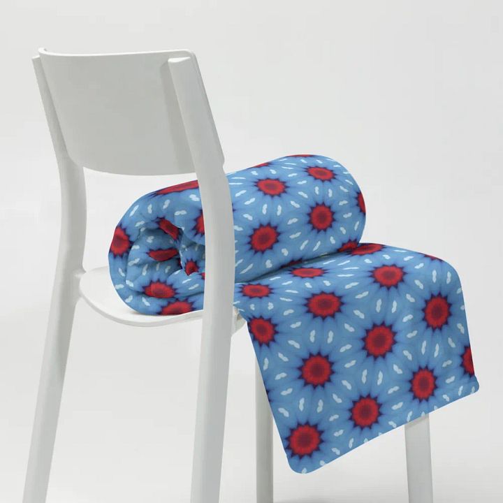 Blue Red & White Sunshine Seamless Patterned Throw Blanket product image (1)